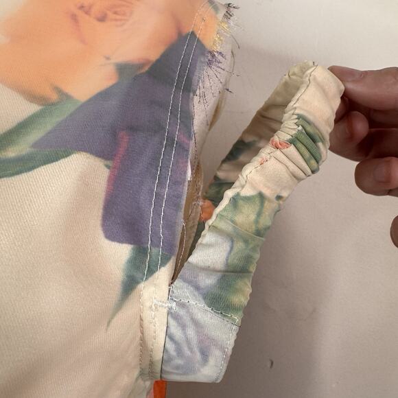 Commission Cold Shoulder Sheath Dress Organza Floral Raw Edge Avant Garde Size 4 - Picture 4 of 14